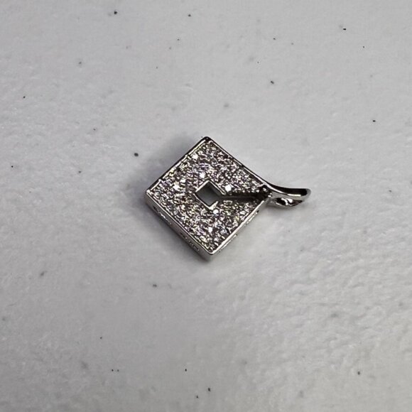 Square Shaped Silver Tone Cubic Zirconia Pendant Women's Jewelry - Picture 8 of 9